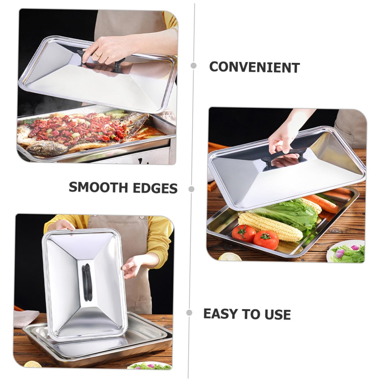 Coperchio Barbecue Protezione Cibo Resistente e Pratica Rettangolare in Acciaio Inossidabile per Teglia Alimentare per Cucina e Hotel