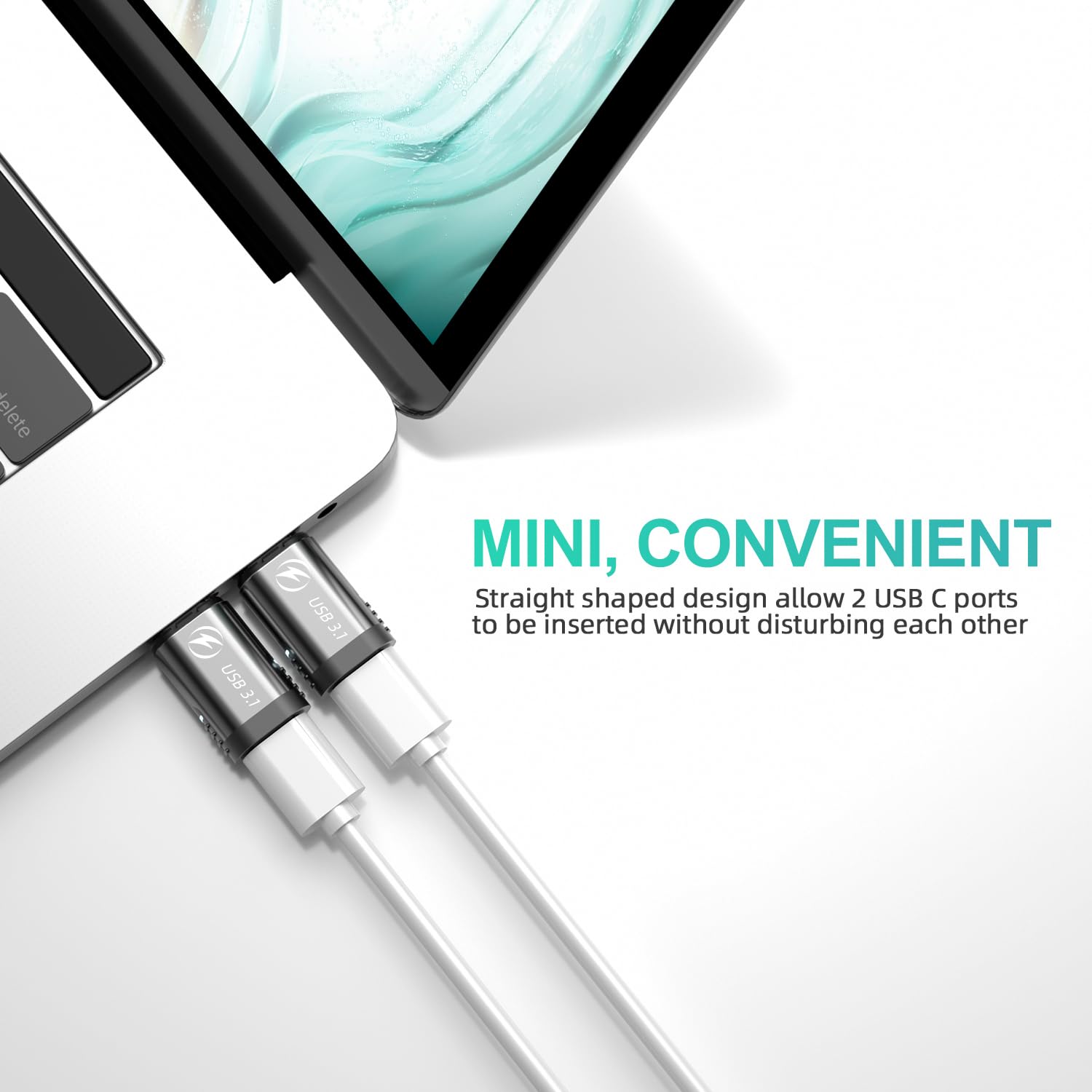 MoKo USB C Magnetische Adapter 2 Pack, 90 Graden Magnetische Breakaway USB C Adapter 24-pins met PD 100W Charge USB4 40Gbps 8K Video voor Thunderbolt 3/4, MacBook Pro/Air/ROG Ally/Steam Deck/PS5