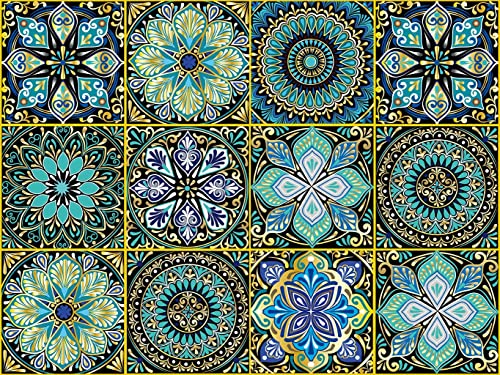 Mandala - 12 pegatinas decorativas para azulejos de 15 x 15 cm, pegatinas adhesivas para azulejos y pegar