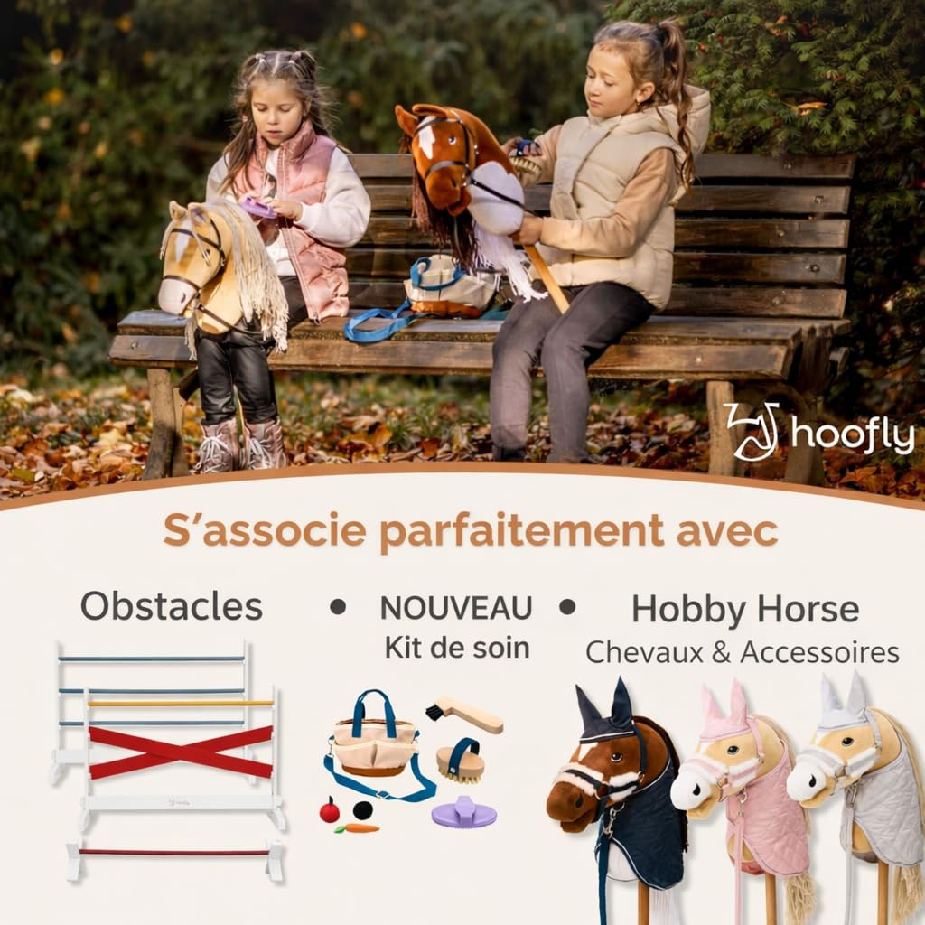 Hobby Horse Écurie – Accessoire Pratique avec Portes, Rangement & Crochets/Box en Bois Robuste pour 2 Chevaux bâtons/Support Stable pour Hobby Horse