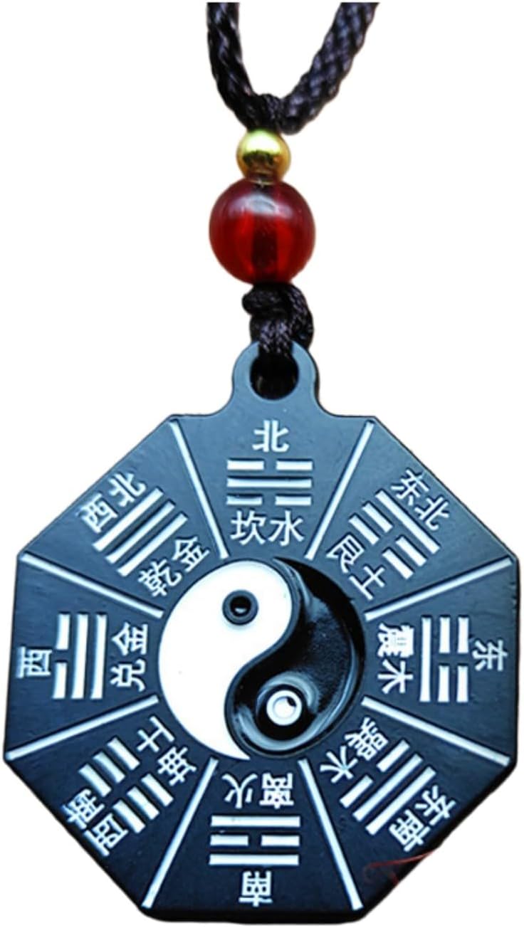 Feng Shui Good Luck Charms Furniture,Bag,Home,Office Other Scenes 太极八卦镜项链黑白阴阳鱼八卦镜吊坠护身符 Feng Shui Good Amulet 男女随身携带 fengshui Chinese Tassel Ornaments-1180