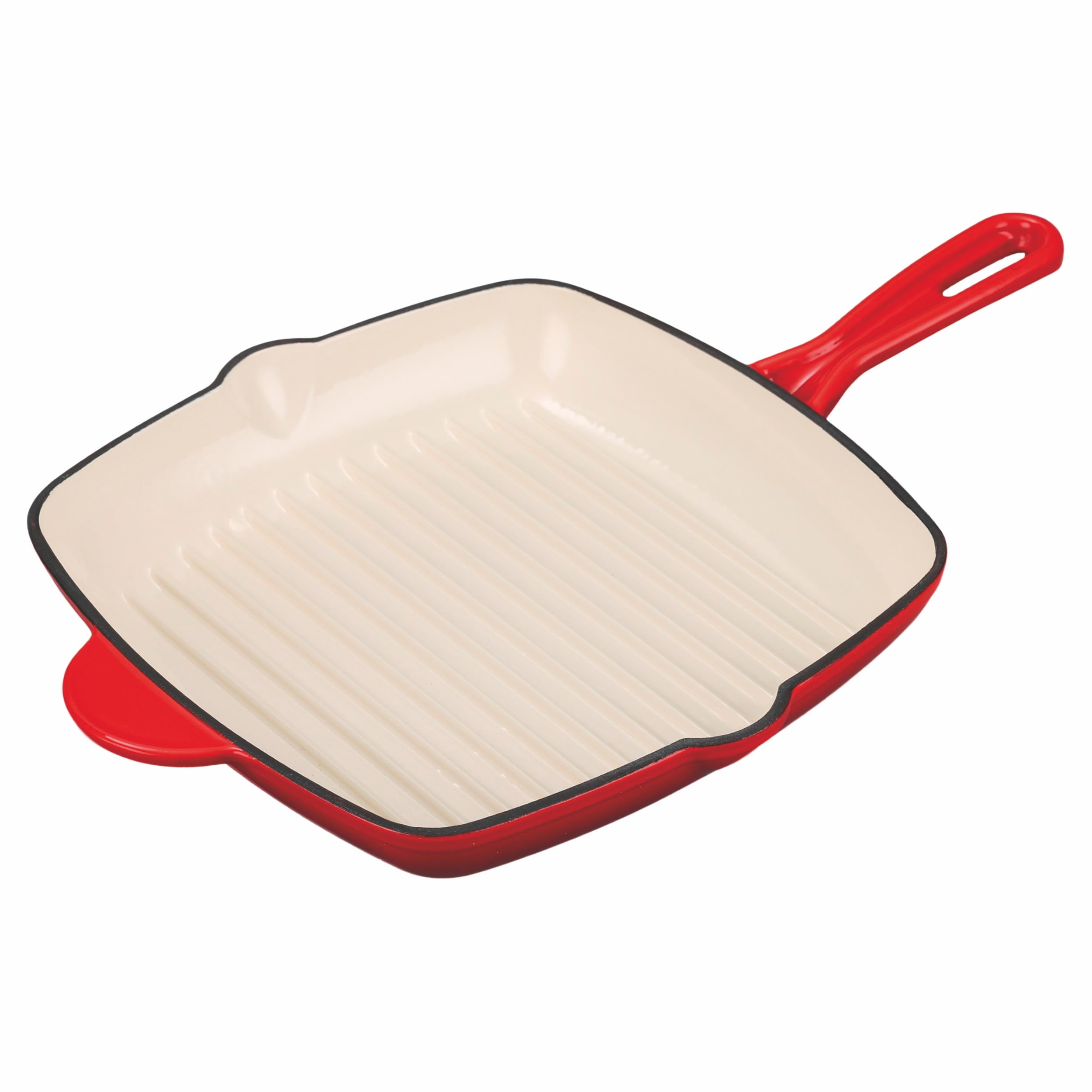 GALILEO Les Cocottes SìChef Grill Pan 27 x 27 cm Enamelled Cast Iron Induction Red