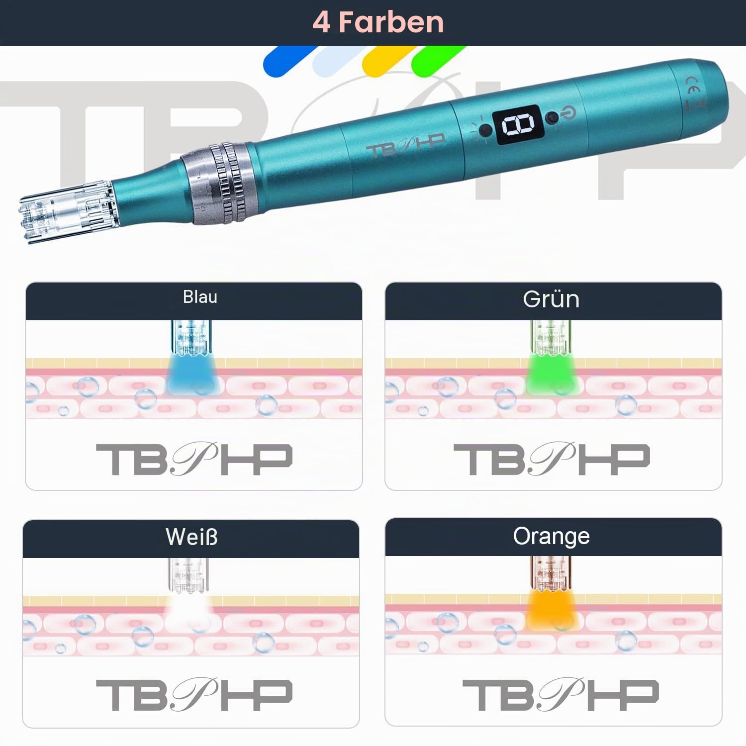 P20RL Elektrischer Derma pen mit LCD-Bildschirm 8 Geschwindigkeitsstufen Derma pen inkl. 25 Nadelköpfe verstellbar