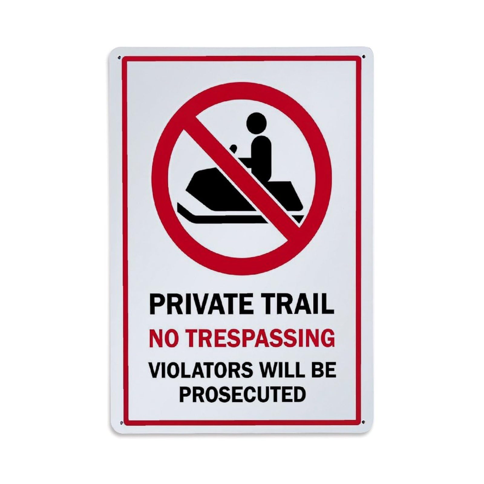 Jdfenggu Vintage No Snowmobile Private Trail Sign Retro Metal Tin Sign, Decor Art Poster For Bar, Home, Man Cave, Kitchen, Laundry Room Gift 8X12inch