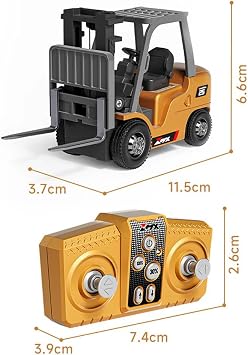 1/64 Remote Control Forklift, 2.4G Alloy Mini RC Forklift with Cargo Hook Controller Fork Palette, 10KM/H RC Construction Vehicle Indoor Outdoor Toy Gift for Adult-RTR