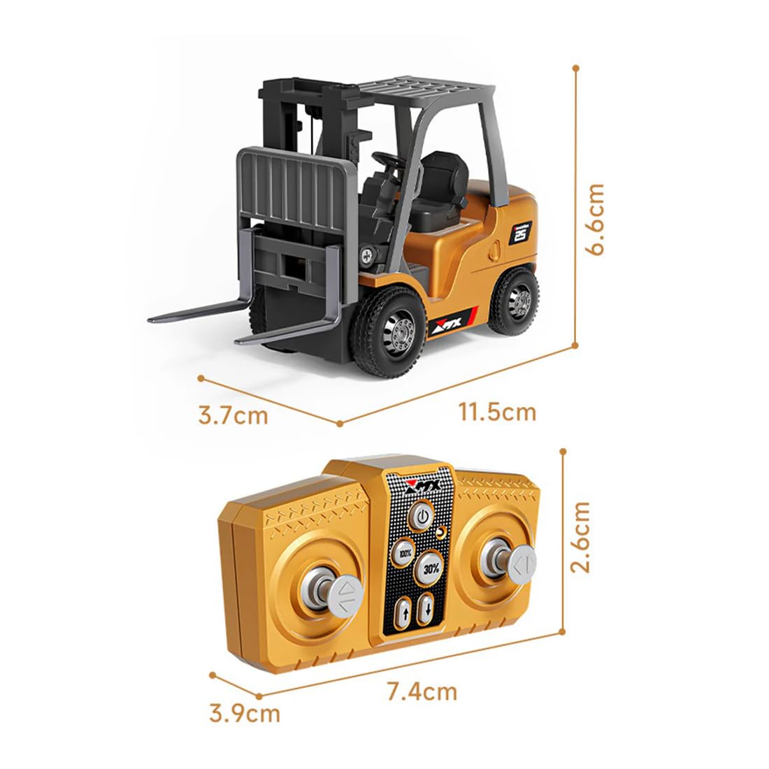 Wózek widłowy RC, 2,4 G, 10 km/h, zdalnie sterowany wózek widłowy z hakiem do ładunku, widelcami i paletą, skala 1/64 RC pojazdy budowlane, prezenty świąteczne i urodzinowe