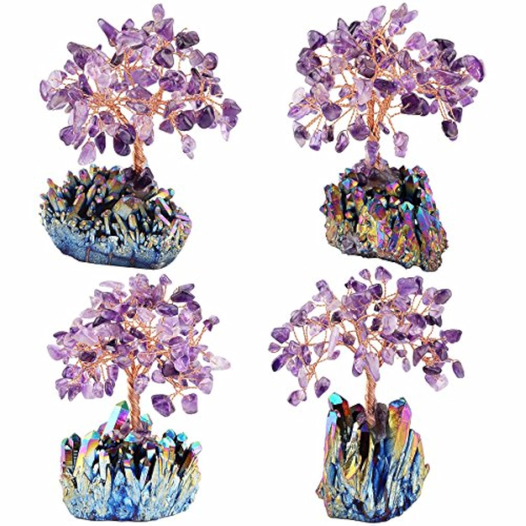 Amethyst Crystal Tree with Quartz Cluster Base for Wealth