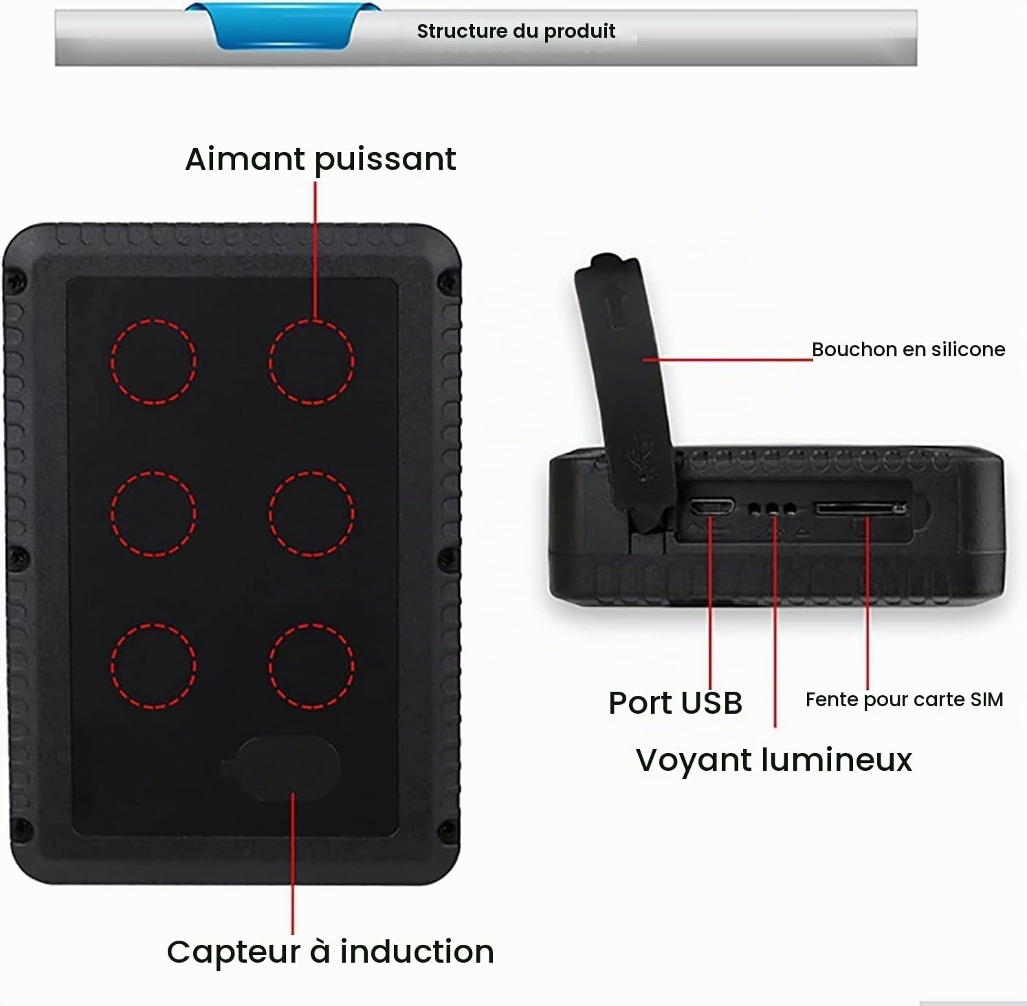 TKMARS Traceur GPS Tracker pour Voitures Traqueur en Temps Réel sans Abonnement Localisateur Car 180 Jours d'histoire avec Geo-Fence Alarme Voiture Anti Vandalisme IP65 4GTK915 7800mAh