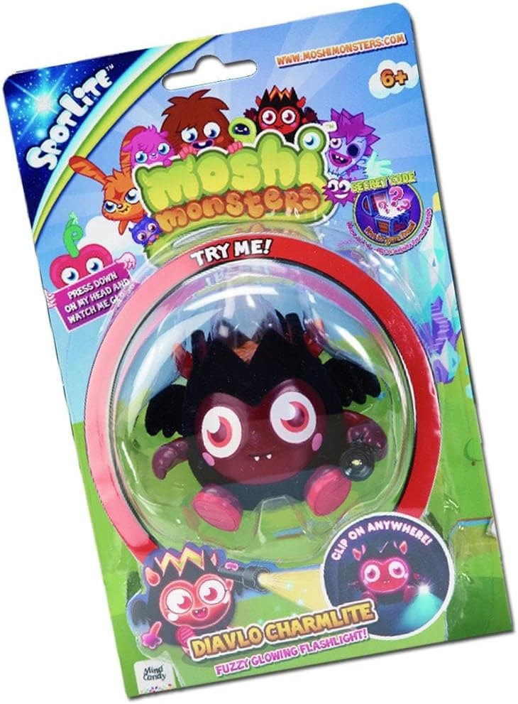 Moshi Monsters "DIAVLO CHARMLITE" fuzzy glowing flashlight from 6 years old