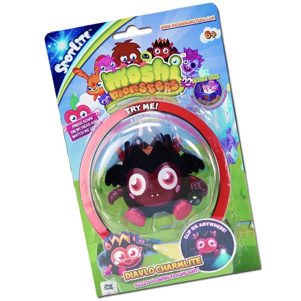 Moshi Monsters "DIAVLO CHARMLITE" fuzzy glowing flashlight from 6 years old