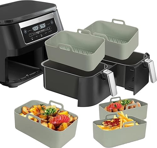 Miniatura 1 de 2 forros de silicona para freidora de aire Ninja Dual Dz201 Dualzone, revestimiento de silicona reutilizable para freidora de aire, apto para