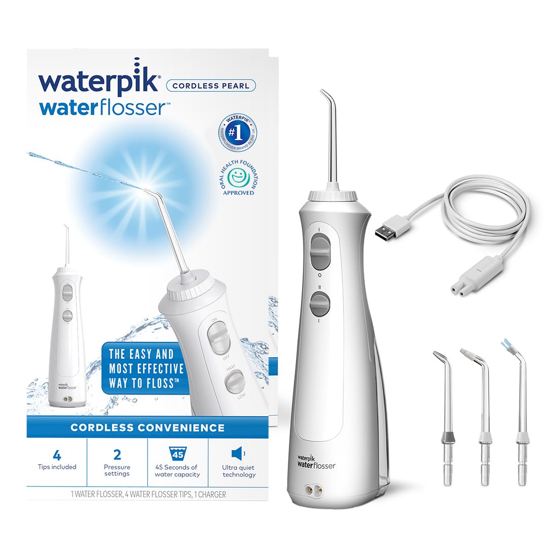 Waterpik Kabellose Munddusche, wiederaufladbar, elektrische Zahnreinigung, ideal zur Plaque-Entfernung, für unterwegs oder zu Hause - Weiß