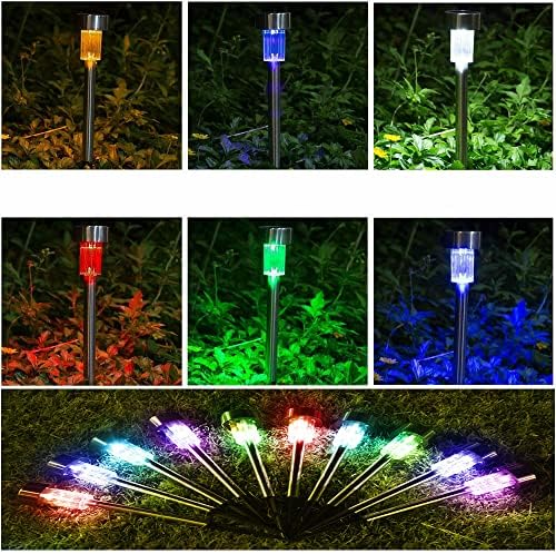 SPOPGUYS Solar Garden Lights Outdoor 10 Pack,LED Waterproof Path Lights for Garden Decoration,Auto On/Off,Solar Panel Light for Lawn,Patio,Yard,Walkway,Driveway(Color Change)