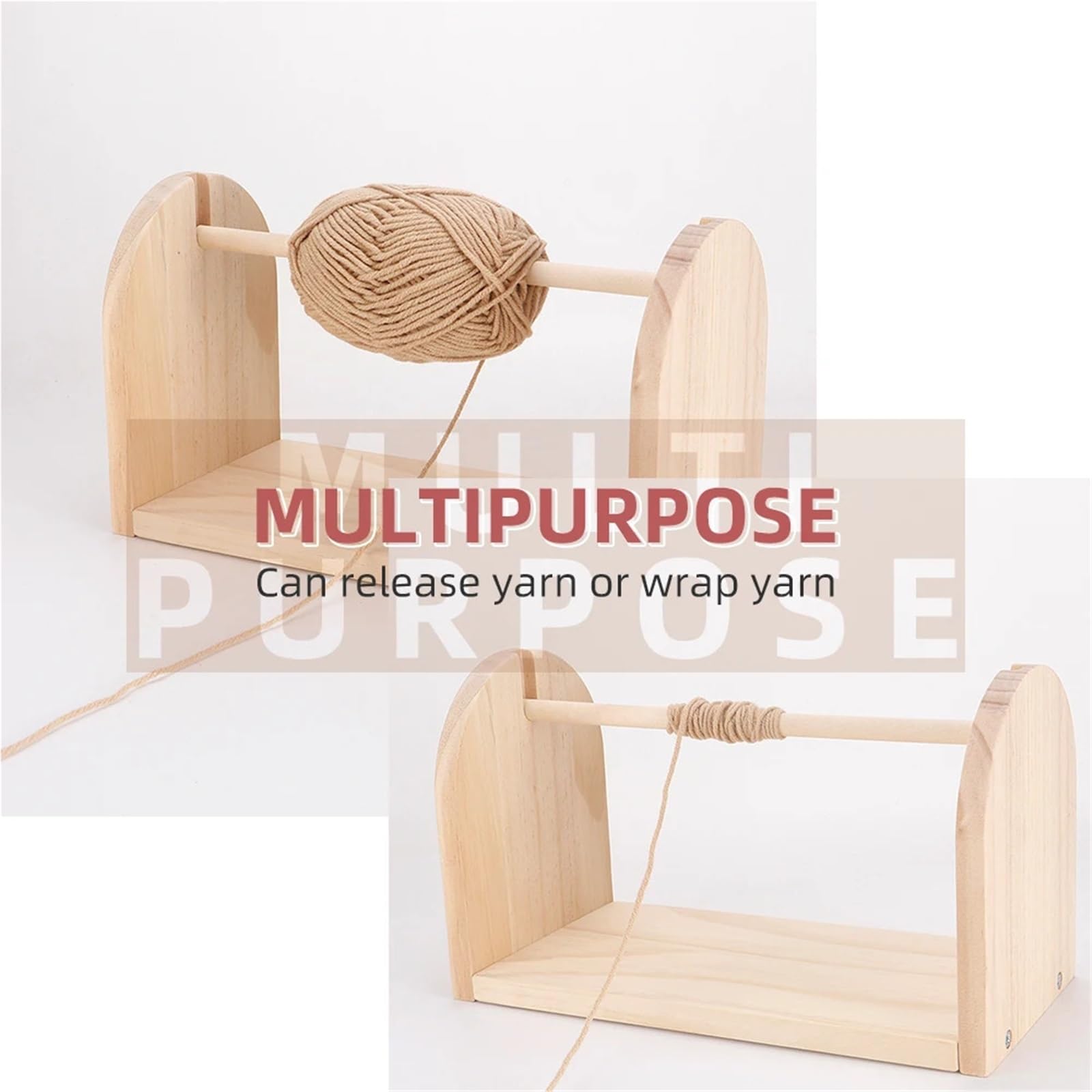 Ovilladora de Madera Portacarretes de hilo madera, estante almacenamiento hilos tejer, Spinner giratorio, marco tejido, herramienta asistencia for y ganchillo DIY, 1 Uds(L-40.5x12x15cm)
