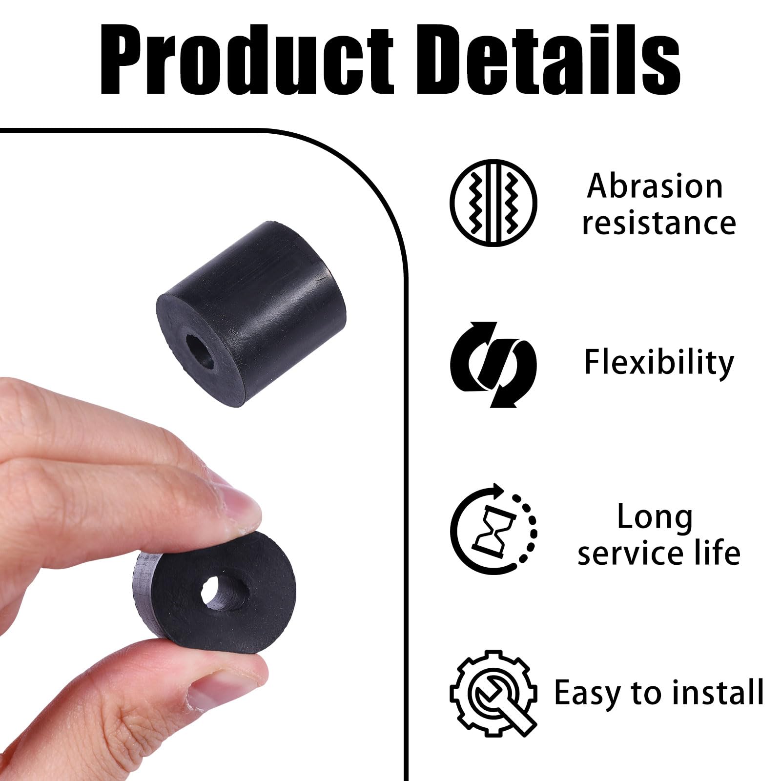 beinkmake 20Pcs Multi Purpose Rubber Spacer Rubber Spacer 1 In OD x 0.4 In ID x 1 In Thickness Black Round Vibration Isolation Bushings for Home Repair and Car Accessories - Image 4