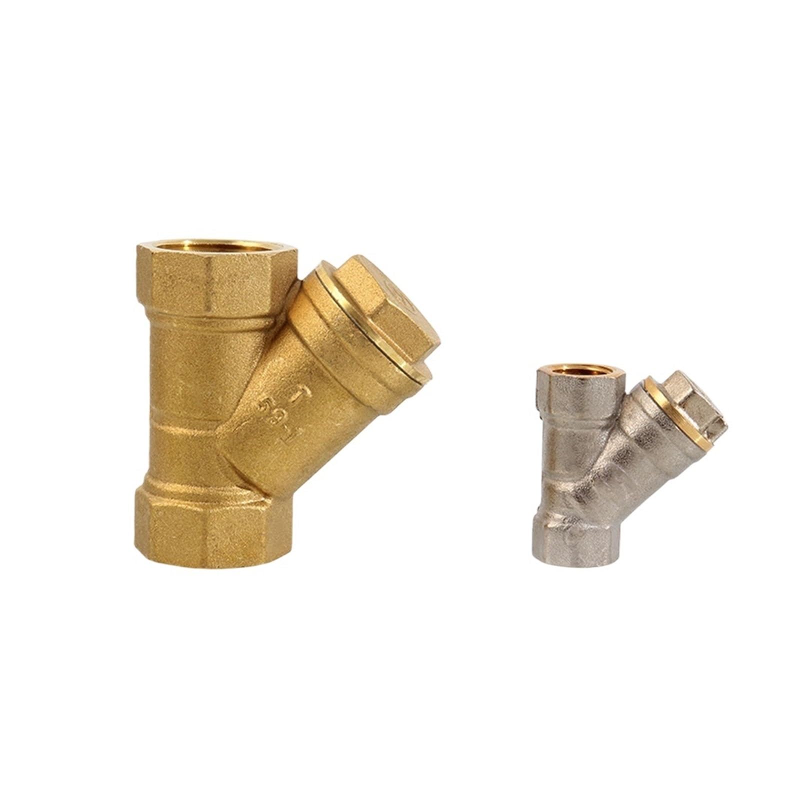 HYUJNAFZR 1PCS 1/4" 3/8" 1/2" 3/4" 1" 1.25" 1.5" 2" BSP equal diameter internal thread brass Y-shaped filter filter valve 80 mesh