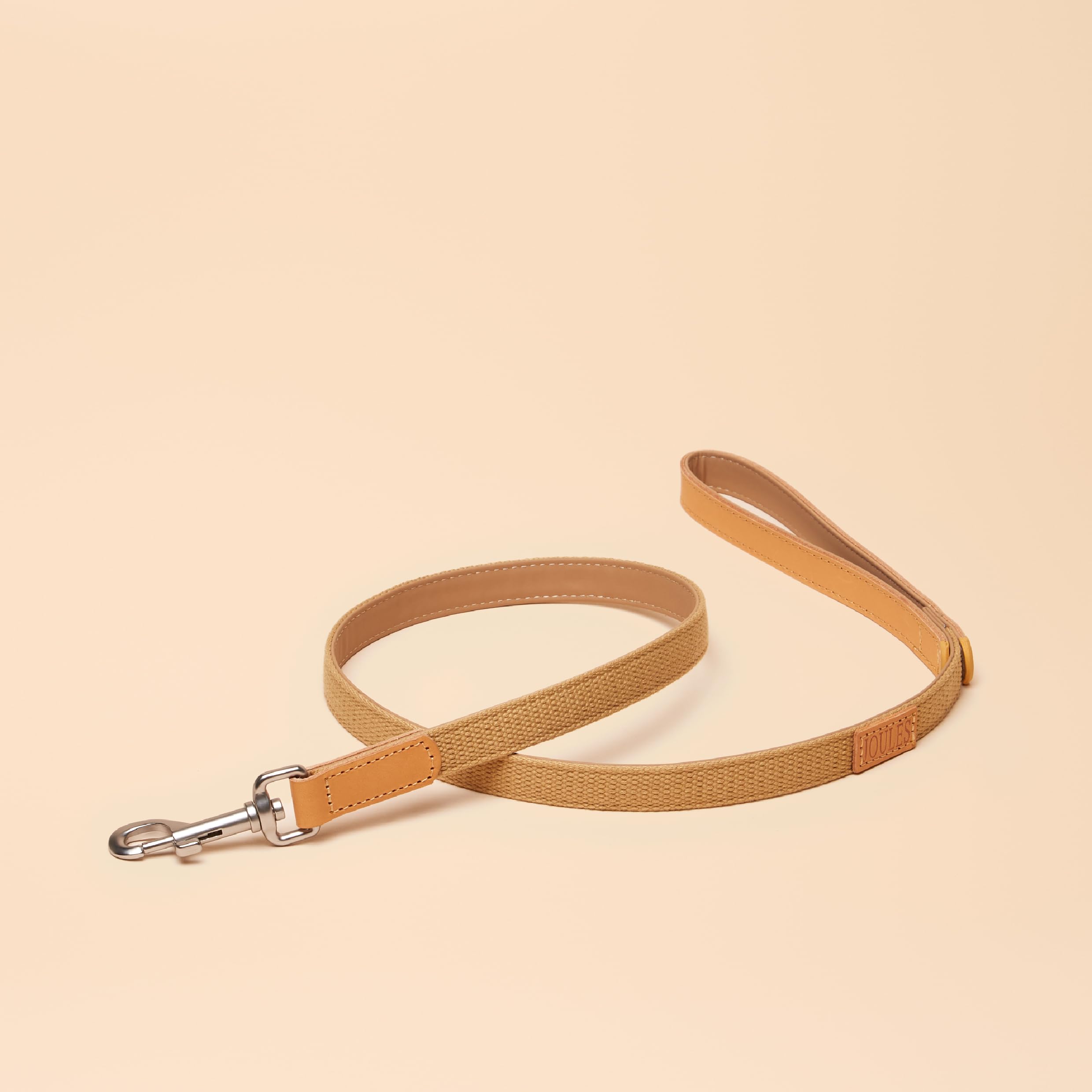 Rosewood x Joules Tan Dog Lead - Durable Leather and Webbing Detail, Stylish Design with Brushed Metal Clip, Premium Pet Accessory