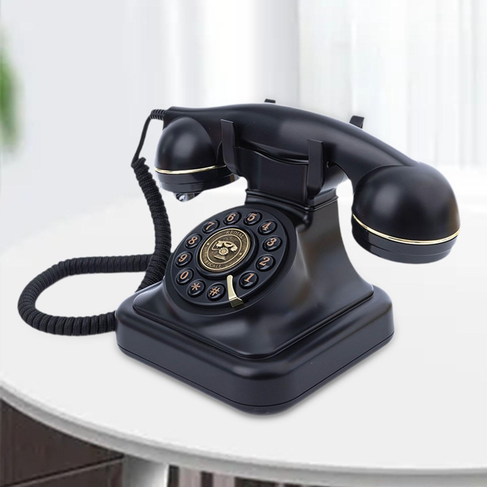 Telefono con Audiolibro per Ospiti, Design retrò, Dispositivo di Registrazione Messaggi, Telefono Fisso Decorativo con Funzione di Registrazione E, Nero