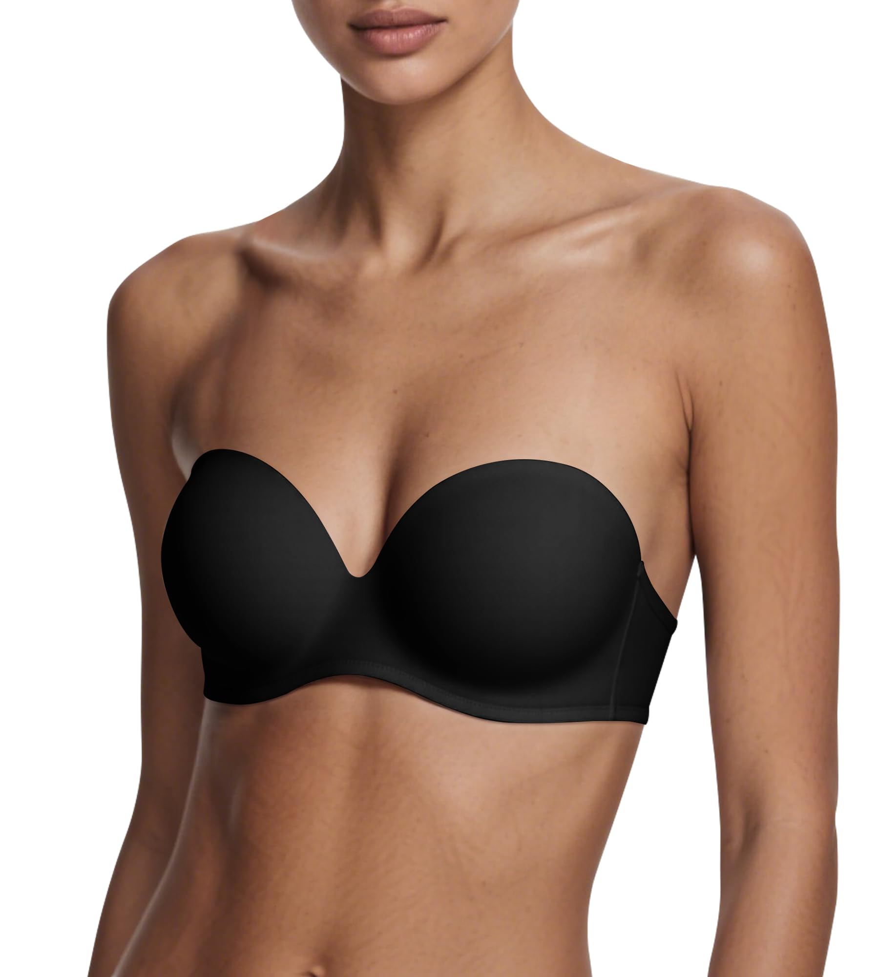 Strapless Bras for Women Push Up, Womens Underwire Plunge Full Coverage Tshirt Bra Supportive with Extender
