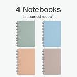 Oxford Spiral Notebooks, 4 Pack of Small Coil Notebooks for School, 5.7" x 8.5", Durable Plastic Covers, College Ruled, 80 Sheets/160 Pages, Neutral Colors, Thick Premium Paper