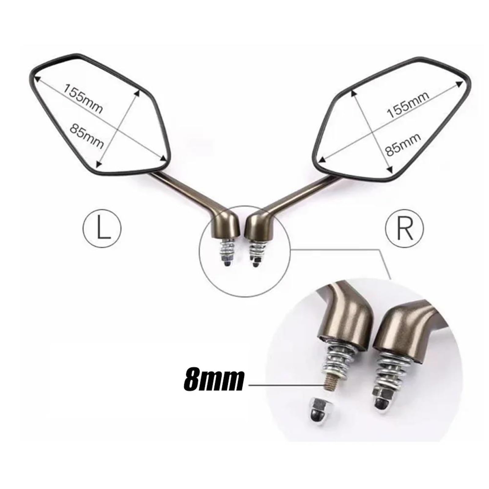 Rétroviseurs latéraux moto Rétroviseurs Latéraux Pour Moto Pour Zontes 125-G1, G155 SR, U-155, 125-U, Z2, 155-Z2, G1-155, G1-125X, KD150-U/U1/G1/Z2 Rétroviseur latéral guidon