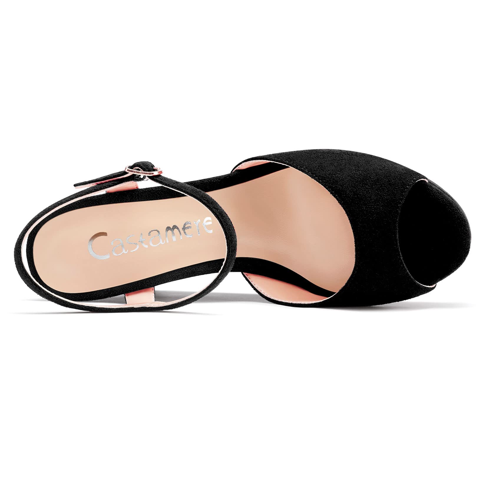 Castamere Mujer Chunky Ancho Alto High cuña esparto Plataforma Heel Abierta Punta Correa Tobillo Sandalias Slingback Cierre con Hebilla Clásico 10 CM Heels