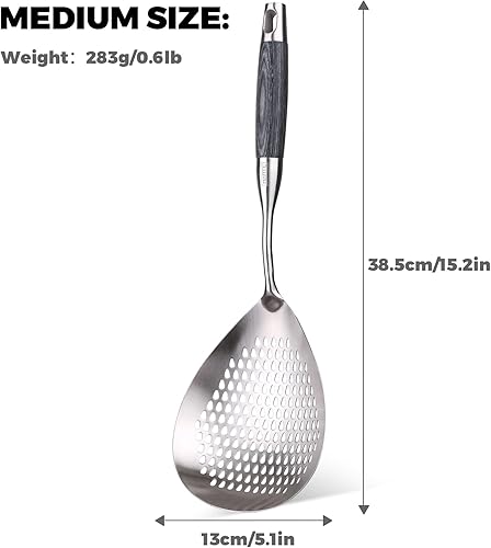 Miniatura 6 de Skimmer - Cuchara ranurada de acero inoxidable 304 de 15 pulgadas para pasta, cuchara para cocinar y freír, cuchara coladora de metal para cocina