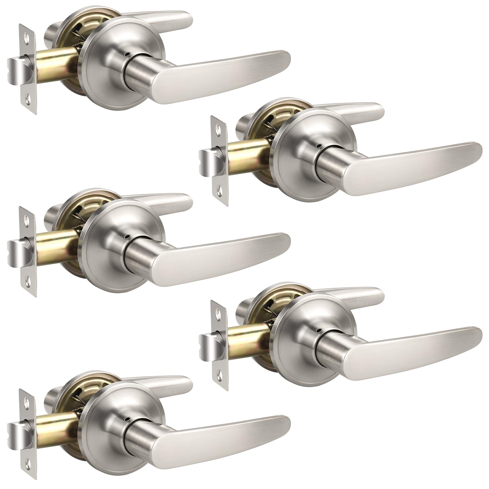 Satin Nickel Door Handles with Lock - Privacy & Security -13