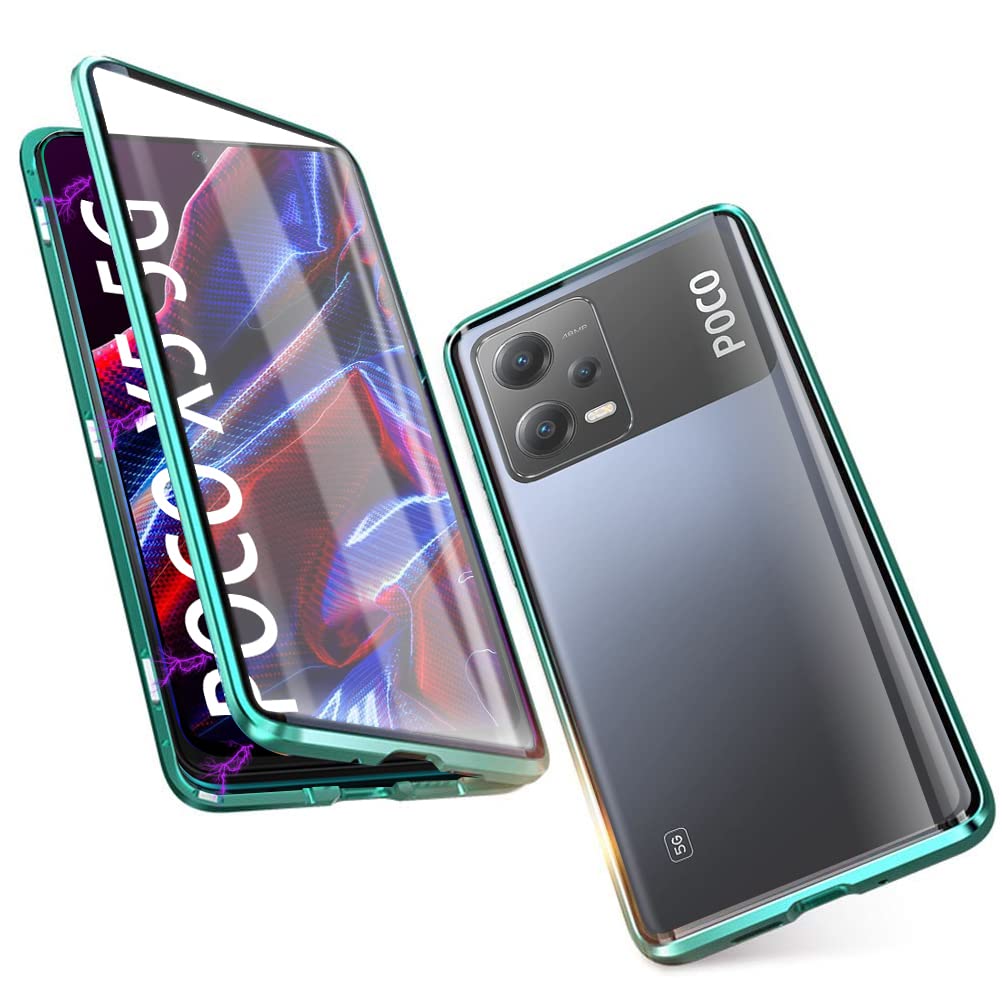 Custodia Xiaomi Poco X5 / Redmi Note 12 5G Con Anello Metallico E Copri Fotocamera Scorrevole - Verde Scuro - 2
