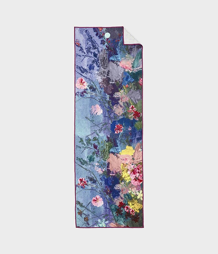 Manduka Yogitoes Hot Yoga Mat Towel - 71" | Moisture Activated Grip | Patented Silicone Nubs | Highly Absorbent, Durable | Made from Recycled Materials | 71 x 24 Inches | Illuminated Floral
