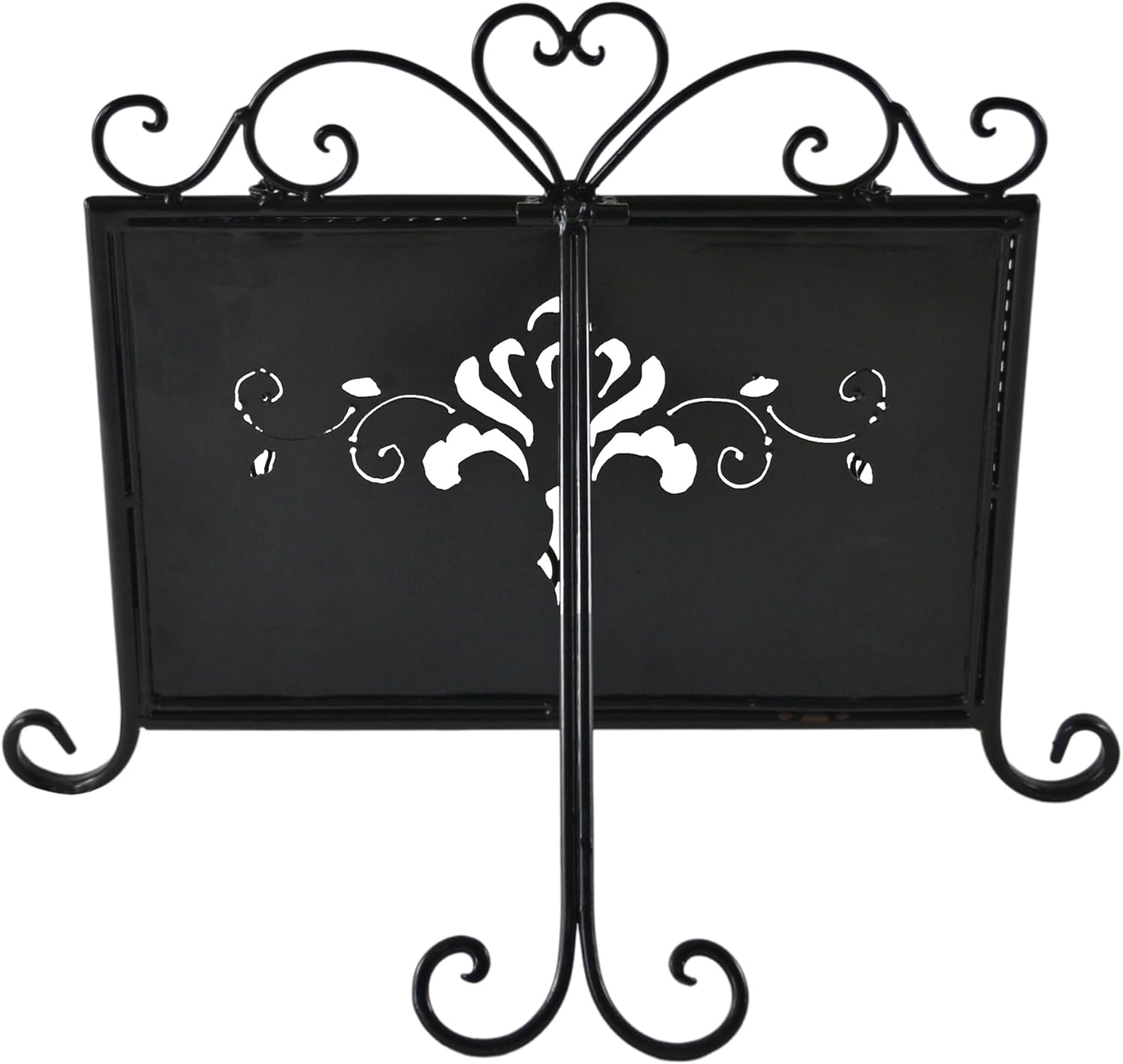 Westcharm Holiday Gift - Antique Metal Kitchen Cookbook Stand, Recipe Book Holder, iPad Holder, Cookery Book Easel with Weighted Chains, Classic Black