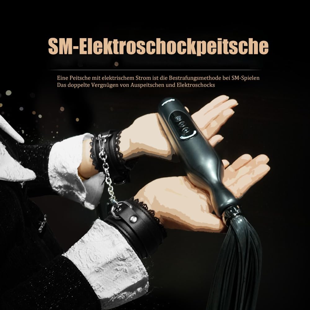 Elektroschock-Stab Sexuelle Elektrostimulation Elektropeitsche mit 5 Intensität, SM Foltergerät Massagestab Stimulator E-stim Erotik Sexspielzeug für Männe Frau Paar