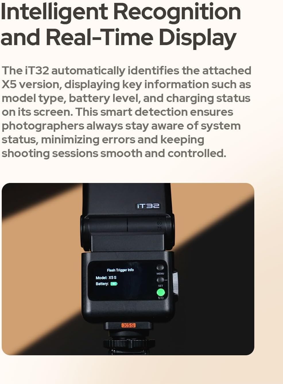 Godox iT32 TTL Camera Flash with X5O Flash Trigger for Olympus Magnetic Detachable,Instant On/Off-Camera Switch,LCD Touchscreen Speedlight,TTL HSS 2.4GHz Wireless Trigger,GN18 1.5s Recycle,Weddings