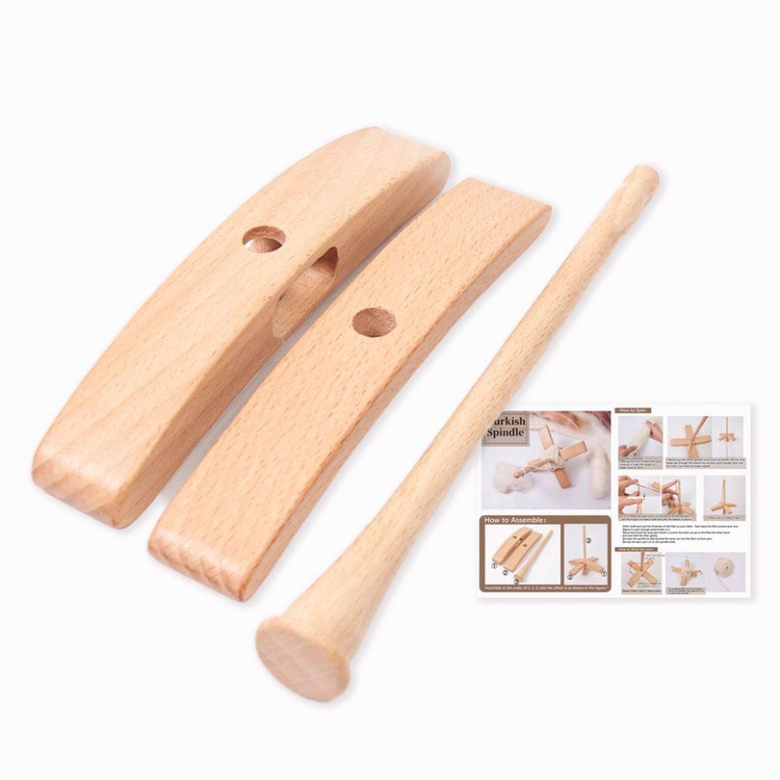 Broche turque en bois ergonomique pour filer la laine sans fatigue