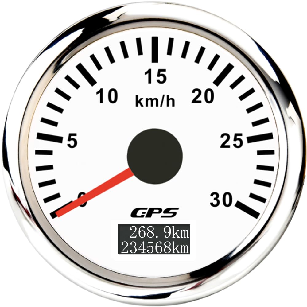 ELING 52mm GPS Speedometer 0-30km/h Odometer with 7 Colors Backlight 12V 24V for Boats Ships