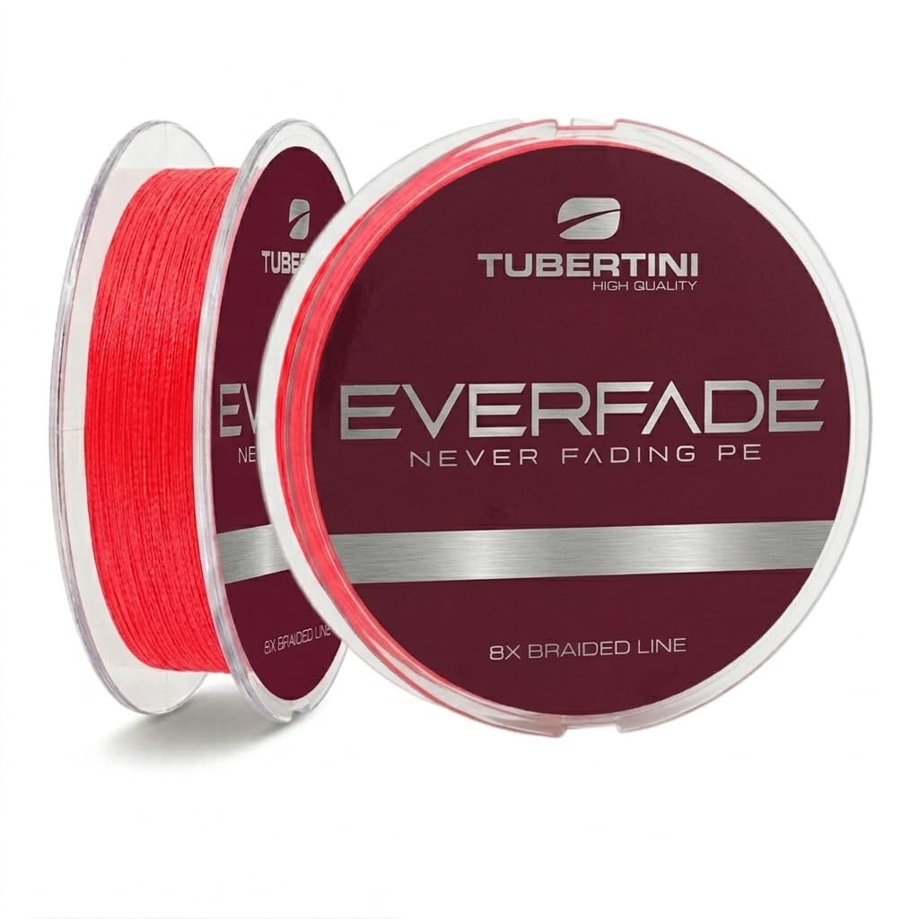 TUBERTINI Trecciato Multifibra X8 - Coatizzazione in Fluorocarbon - Rosso o Nero 150mt - Ø 0.08-0.20 spinning, vertical jigging, feeder, traina e Drifting