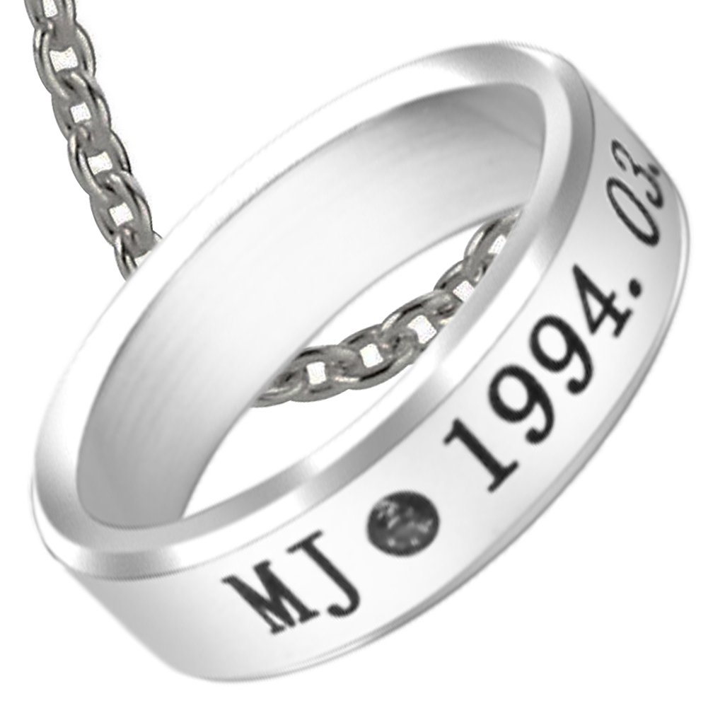 MJ Astro Kpop Titanium Birthday Ring Necklace with Chain
