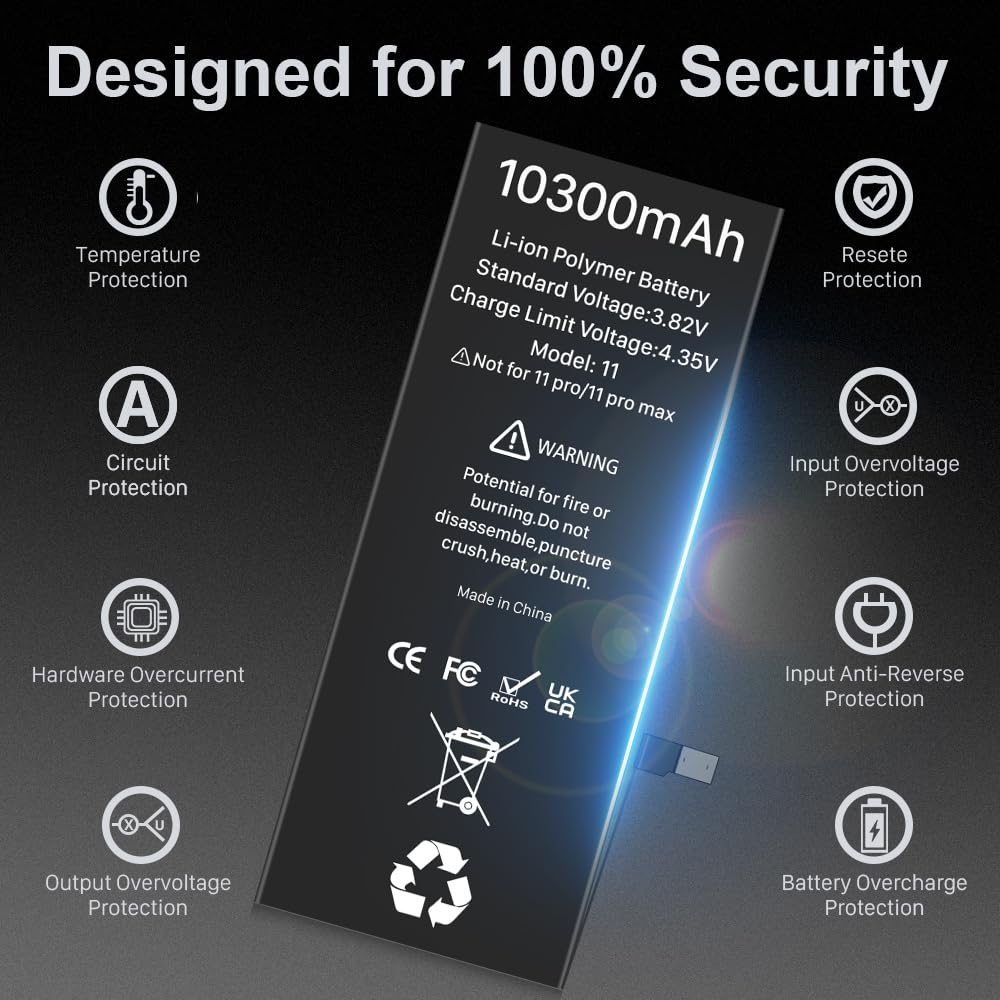 Batteria IPhone 11 Da 5000 MAh - Alta Capacit&agrave; Con Kit Attrezzi Per Sostituzione