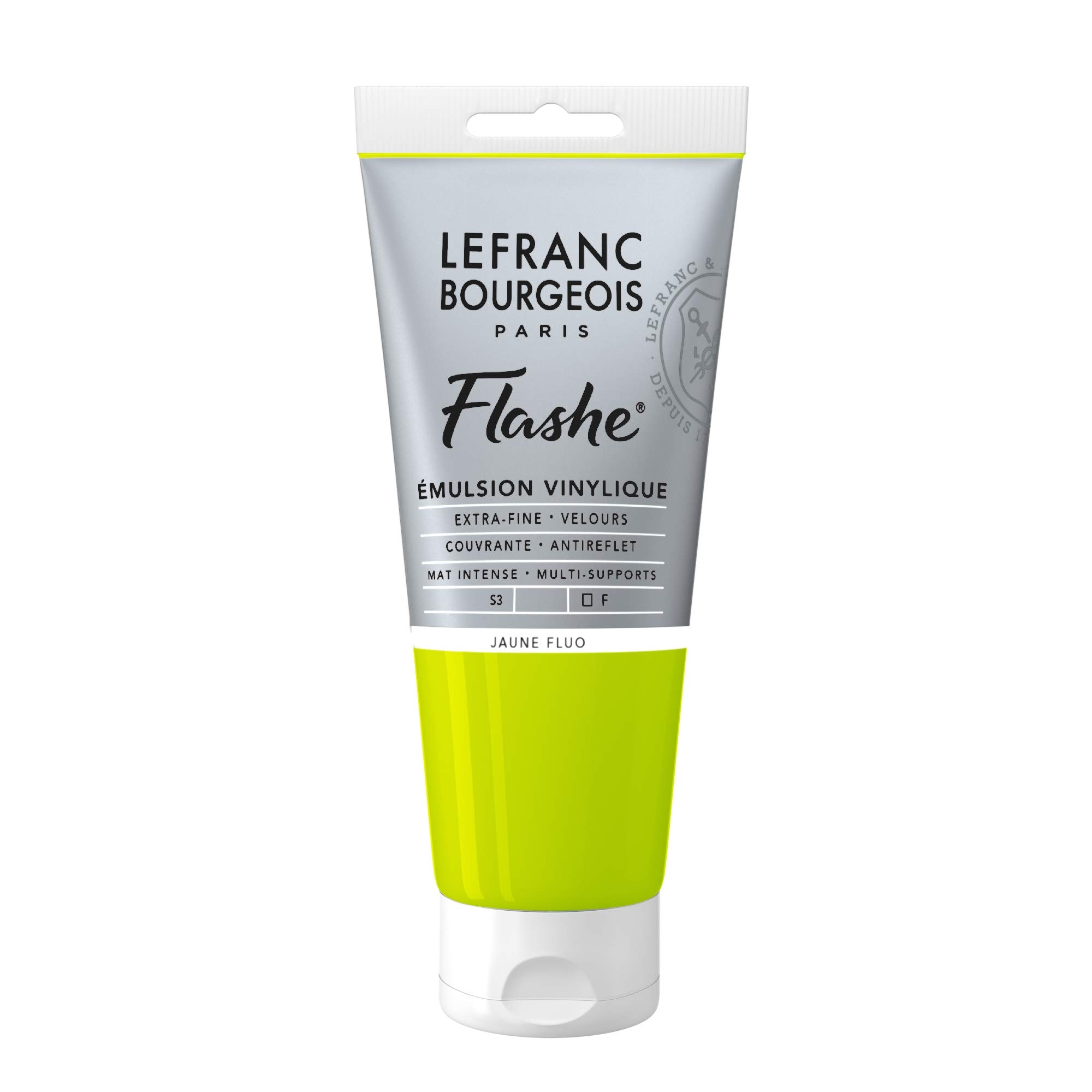 Lefranc Bourgeois Flashe, Extra-Fine Acrylic Vinyl Emulsion, Artists Quality, Fluorescent Yellow, 80ml Tube