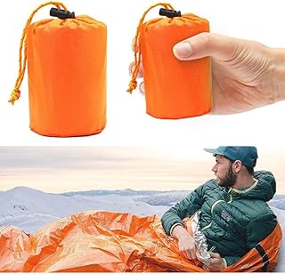 Faruxue Saco de dormir de sobrevivência de emergência, cobertor de saco térmico ao ar livre, equipamento de sobrevivência portátil impermeável para camping, caminhadas, ao ar livre e atividades, durável e leve, fácil de transportar, 213X91 cm   Faruxue Saco de dormir de sobrevivência de emergência, cobertor de saco térmico ao ar livre, equipamento de sobrevivência portátil impermeável para camping, caminhadas, ao ar livre e atividades, durável e leve, fácil de transportar, 213X91 cm