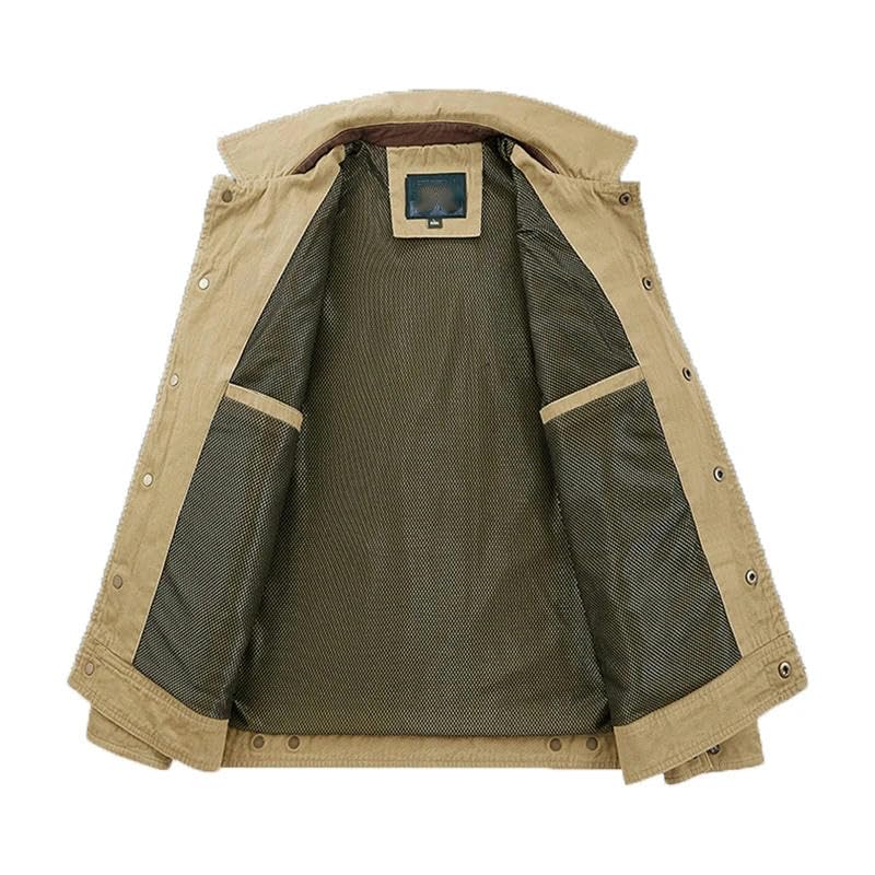 Men Spring Autumn Casual Breathable Windbreaker Military Stand Collar Work Jacket3