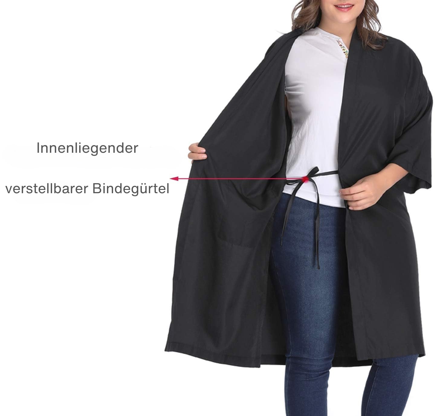 PERFEHAIR Salon Kundenkleid, Fiseurumhang im Kimono Stil (Farbe: Schwarz)