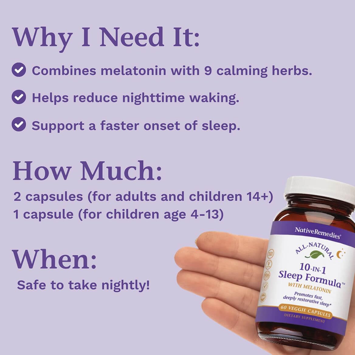 Native Remedies 10-in-1 Sleep Formula - Melatonin Sleep Aid - 60 Capsules — Amazon image 6