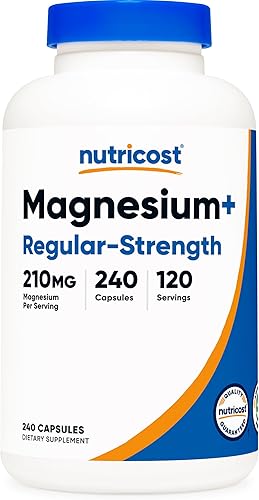 Nutricost Magnesio + fuerza regular (210 mg, 240 cápsulas) 120 porciones, óxido de magnesio y glicinato de magnesio, sin OMG, sin gluten, vegano