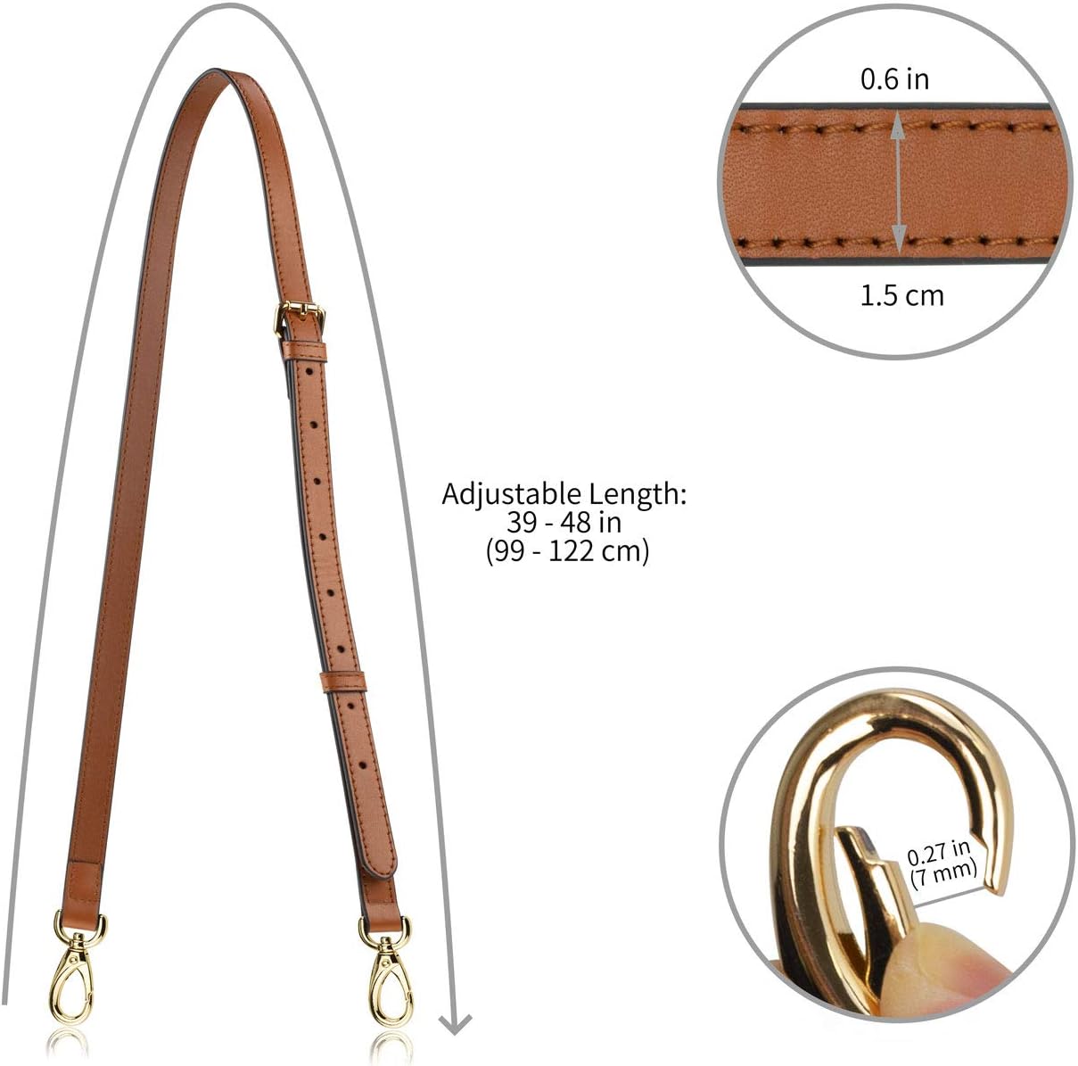 Allzedream Genuine Leather Purse Strap Replacement Crossbody Handbag Long Adjustable - Image 6