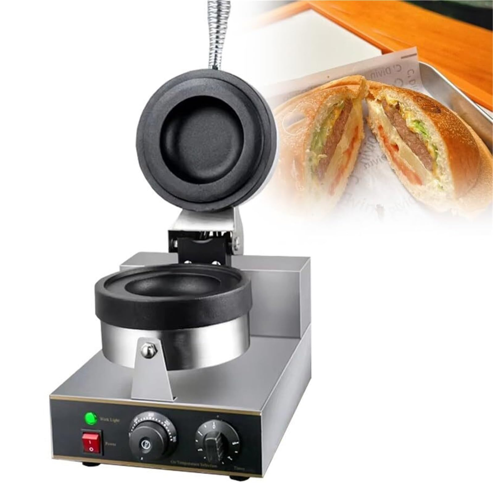 Macchina per Hamburger, Scalda Hamburger Commerciale, Macchina per Hamburger 1300W, Pressa per panini, Pressa per panini Antiaderente Commerciale per Hamburger,