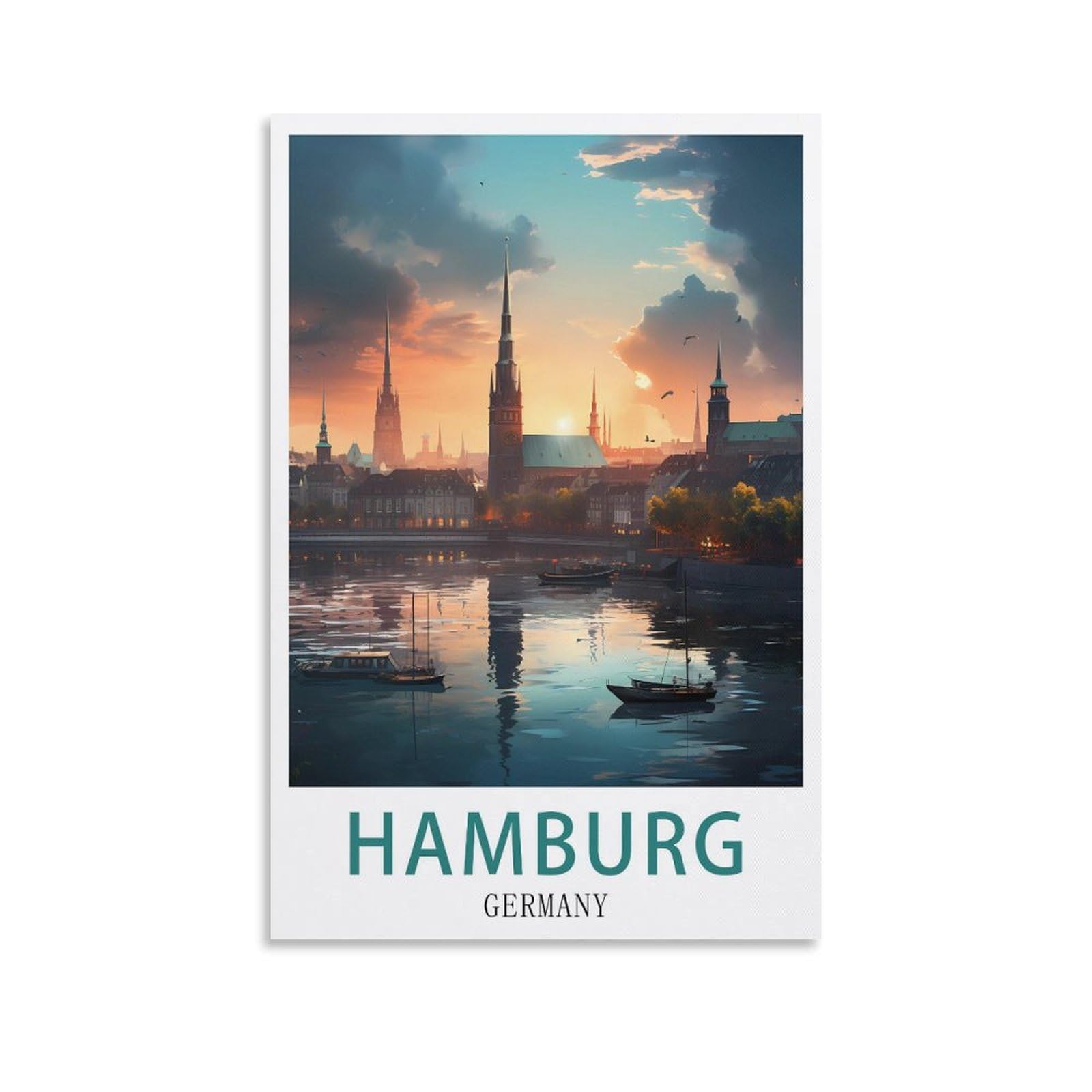 EZMLFA 5D Diamond Art Kits for Beginner,Hamburg Germany,Diamond Art House DIY Diamond Art Kits for Home Wall Decor 40x40cm