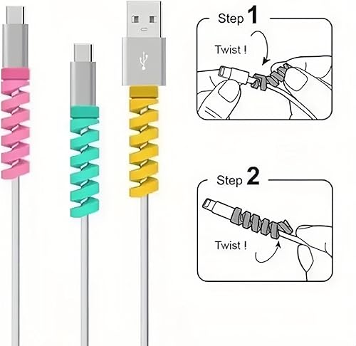 Miniatura 4 de Protector de cable de silicona de 16 piezas, organizador de cable enrollador en espiral para cargador USB, cubierta de protección de línea de datos