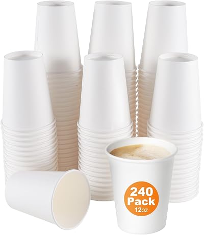 WUHUIXOZ 240 Pack 12oz Disposable Paper Cups, Paper Coffee Cups,Hot/Cold Beverage Drinking Cups