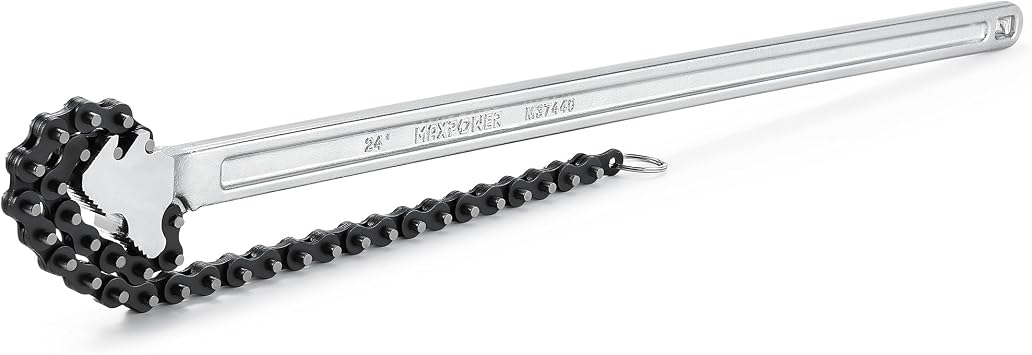 MAXPOWER 24 inch Chain Wrench, 6.3" Pipe Capacity, I-Beam Handle